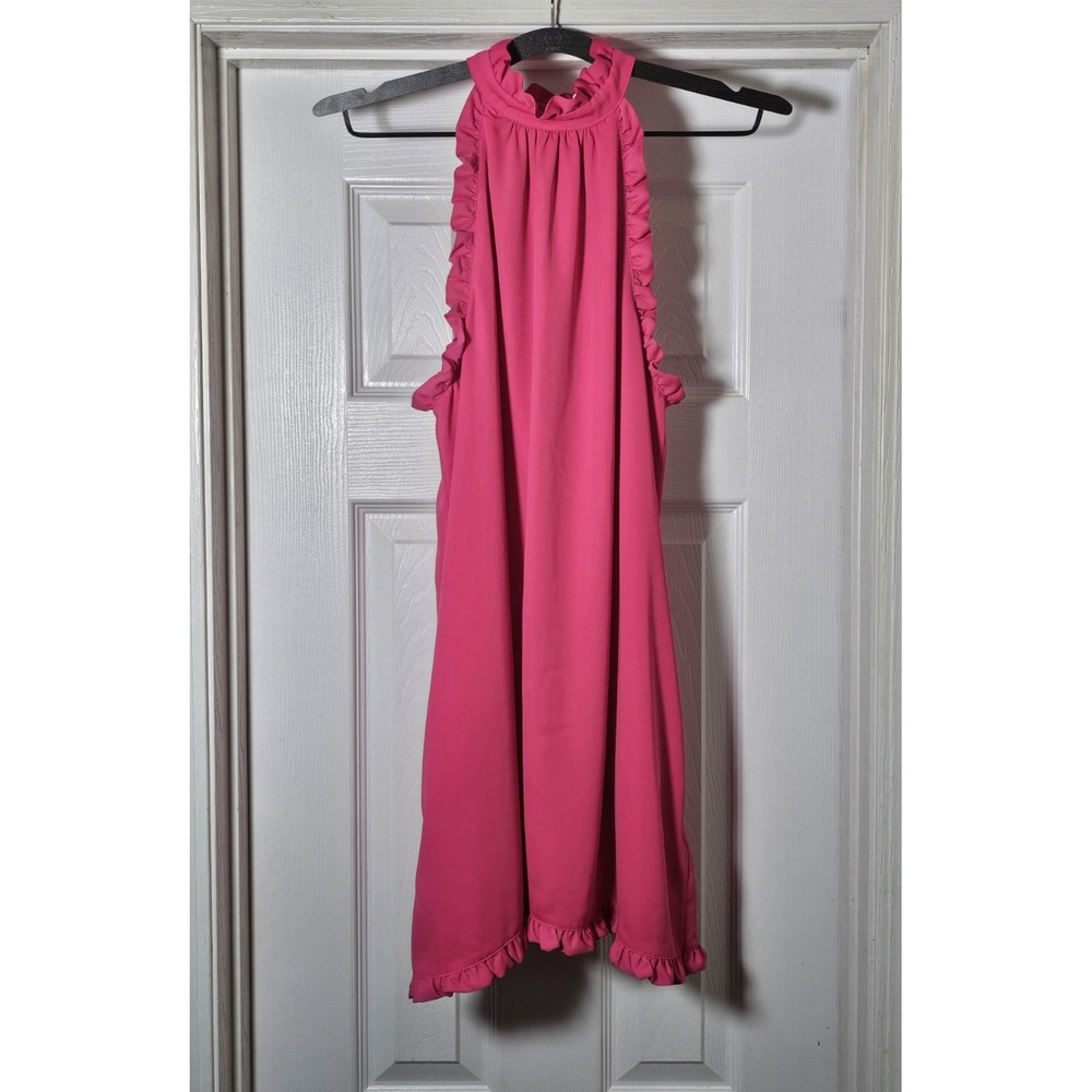 Amanda Uprichard Halter Mini Dress Size Small Lined Ruffle Neck Pink